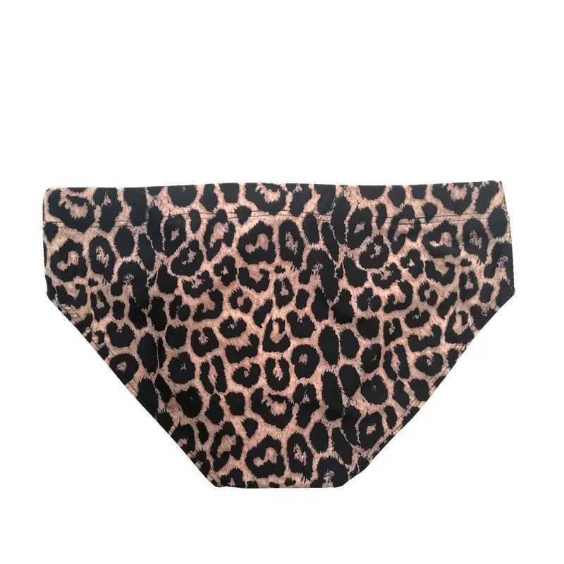 Speedo Mens Low Waist Printed Leopard Triangle AD Speedo Nylon Quick Dry Sexy Swimming Trunks W250224