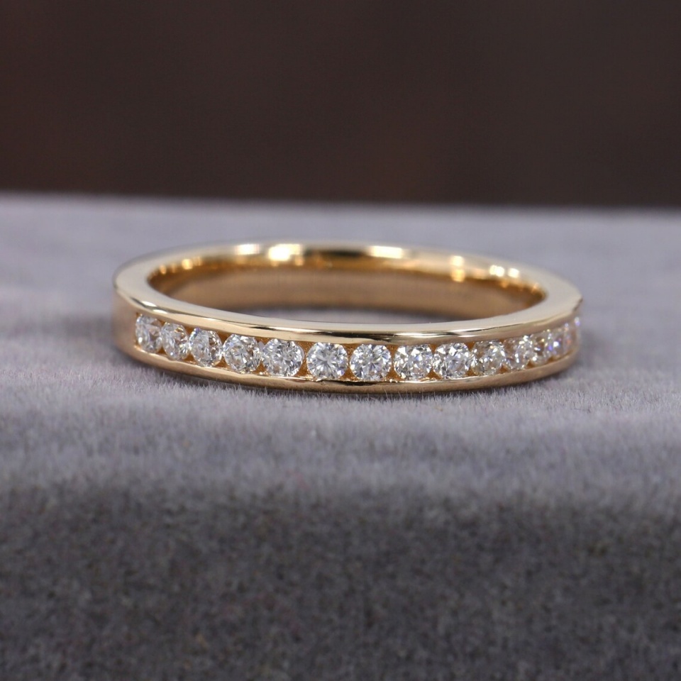 Half Eternity Matching Band Channel Set Lab Diamond Wedding Band 1.80MM Round Lab Grown Diamond Band Certified Jewelry Gift