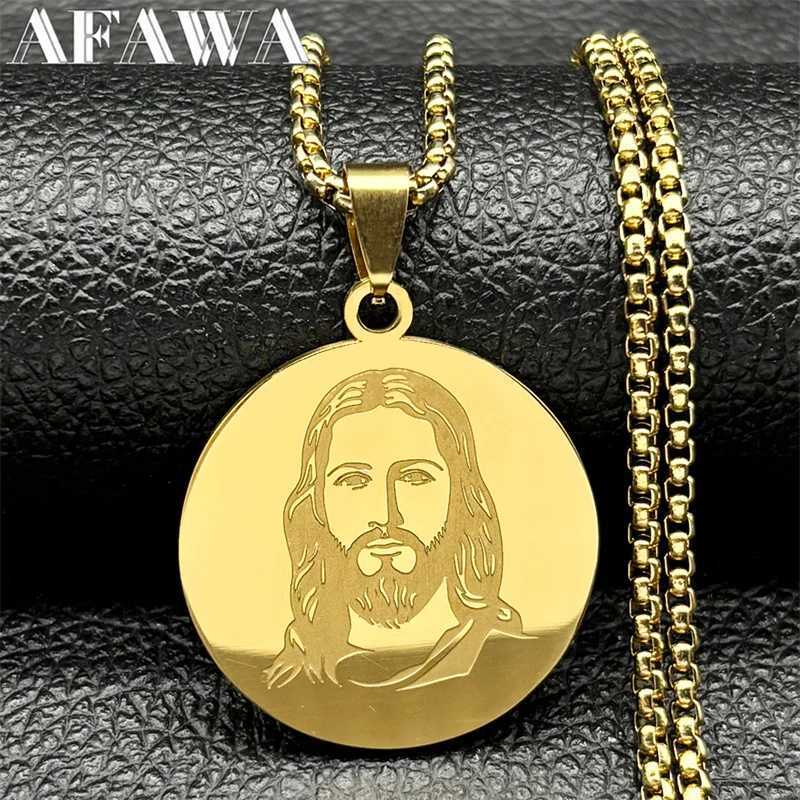 God Jesus Medal Necklace for Wen Men Stainless Steel Gold Silver Color Holy Pray Chain Jewelry collar mascino X250224