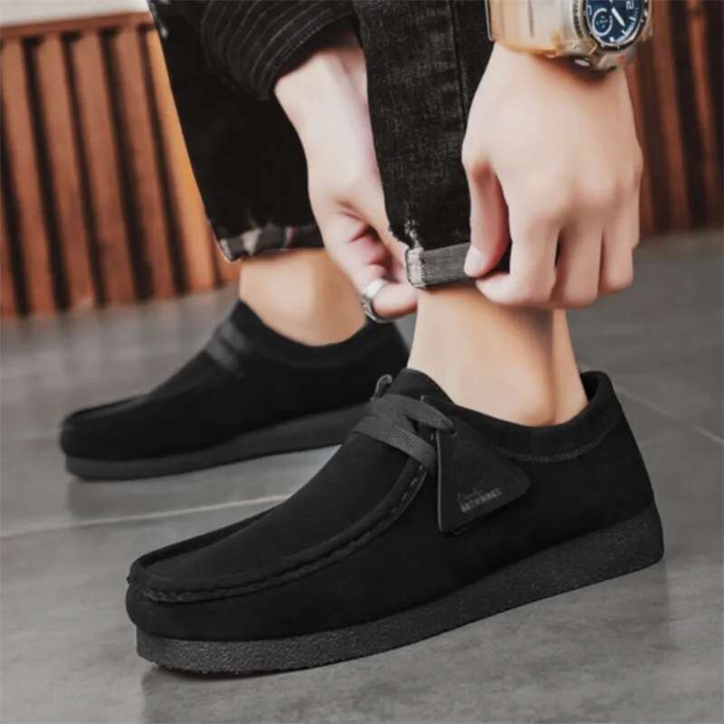 Fashion Khaki Casual For Suede Leather Loafers Platform Slip-On Men's Driving Lightweight Leisure Men Shoes