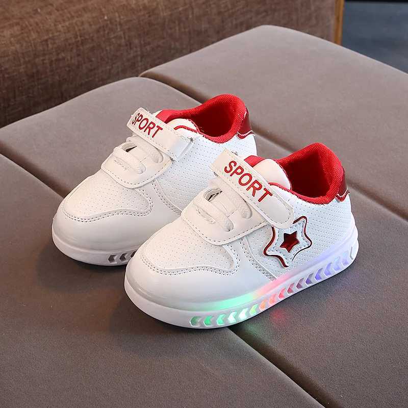 Childrens Shining Light Sneakers Kids Breathable Glowing Light Shoes Girls Casual Shoes Little Kids Fashion LED Bright Sneakers W250225