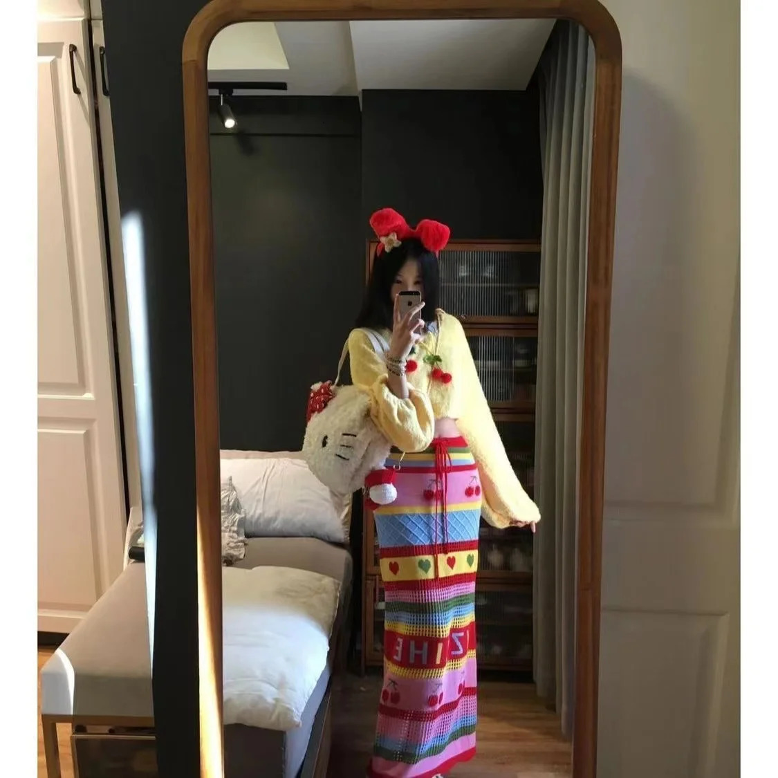 Y2k Two Piece Skirt Suit Pure Desire Short Pullover Knitted Sweater 2024 Dopamine Korean y Style Slimming Slim Knitted Skirt 250224