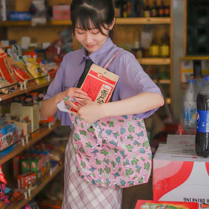 Large Foldable Shopping Bag Reusable Eco Bag Grocery Package Beach Toy Storage Bags Shoulder Lemon Printing Pouch Tote Pouch Z250224