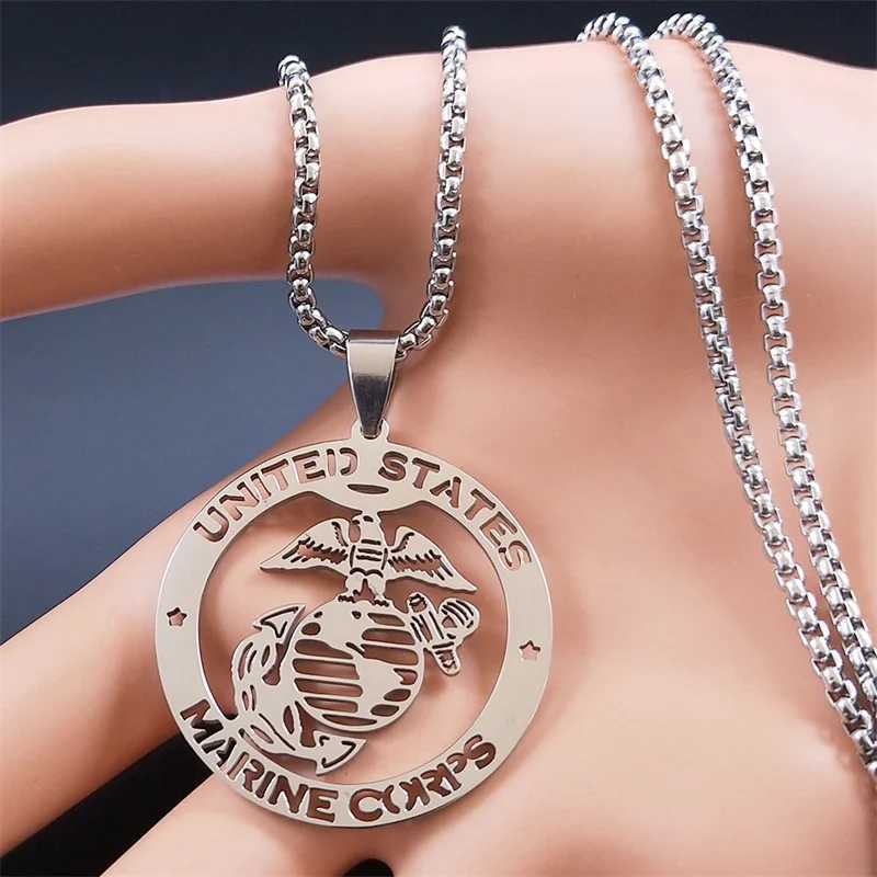 United States Marine Corps Pendant Necklace Stainless Steel Silver Color Cmemorative Necklaces Jewelry chain hm N6183 X250224