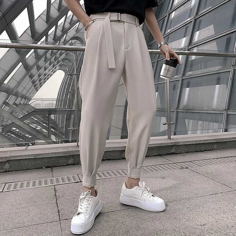 Korean Fashion Casual Suit Pants 2024 Spring New Men Slim Fit Classic Harem Pants Simple Wild Vintage Loose Solid Black Trousers W250225