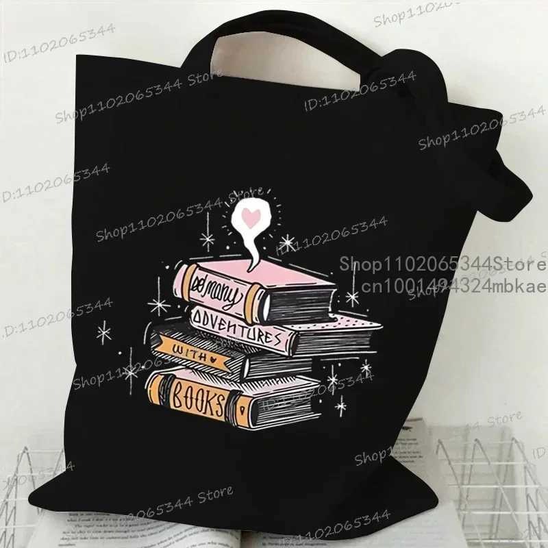 Just A Girl Who Loves Books Canvas Tote Bag Women Reusable Shopper Bag Vintage Rose Books Fashion Read Lover Shoulder Handbags Z250224-1