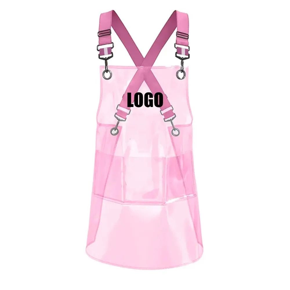 Fashion Pink Clear Transparent PVC Kitchen Apron Restaurant TPU Thick Hairdresser Cafe Waterproof Nail Salon Apron 250218