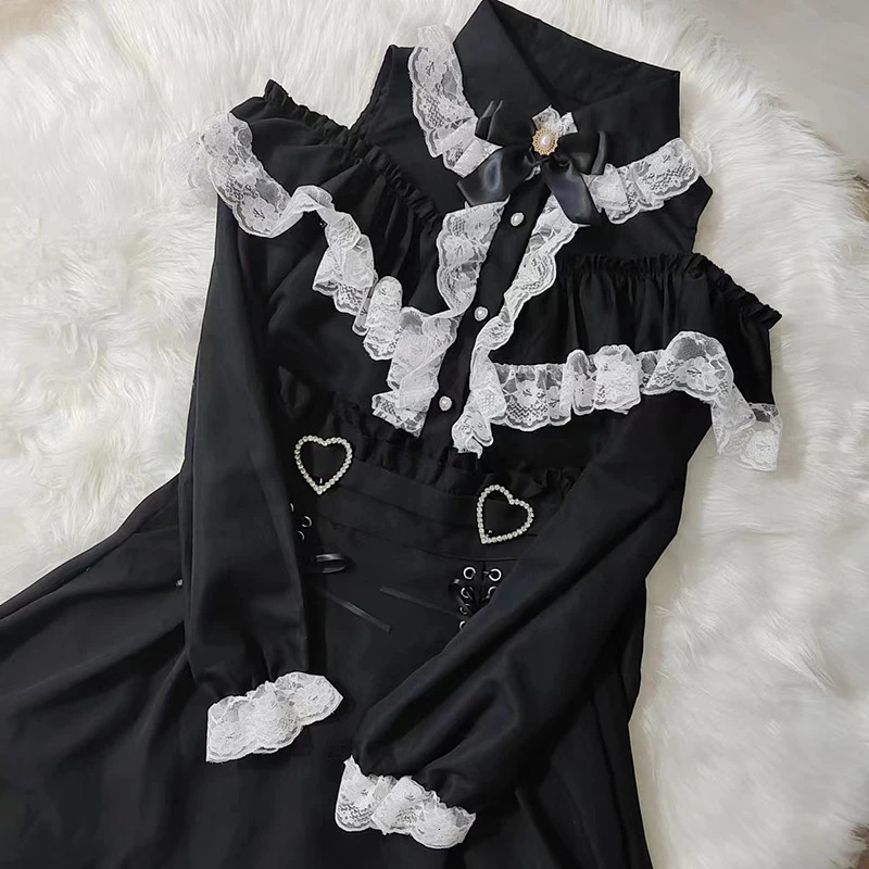 Kawaii Women Shirts Jirai Kei Lolita Y2K Cute Japanese Style Blouse Elegant Long Sleeve Sweet Tops Casual Aesthetic Shirt 250225