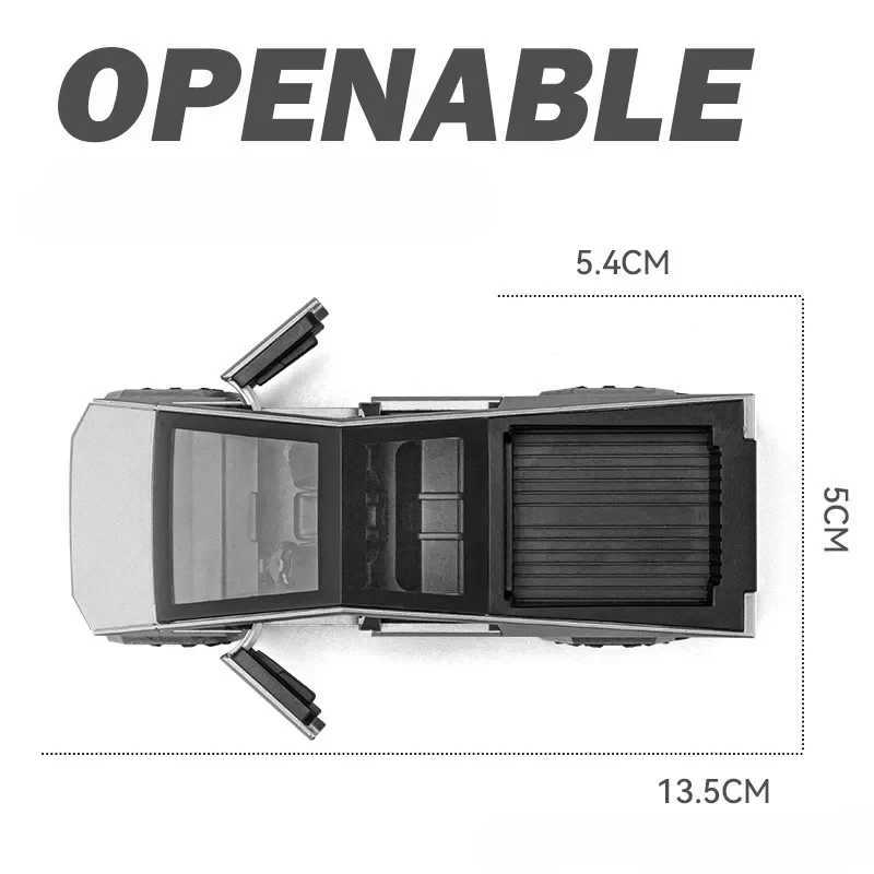 1 36 Tesla Cyber Pickup SUV Alloy Car Model Die Casting Metal Off road Vehicle Pull Back Truck Sound Light Toy Series Free shipping