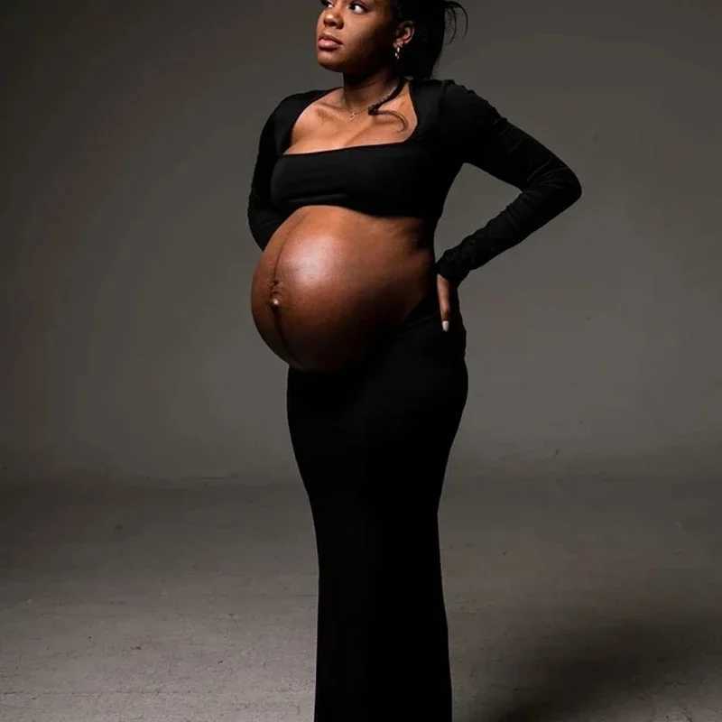 Maternity Women Open Belly Stretchy Dress Long maternity dress PhotoShoot dress for pregnant vestidos para embarazadas X250224