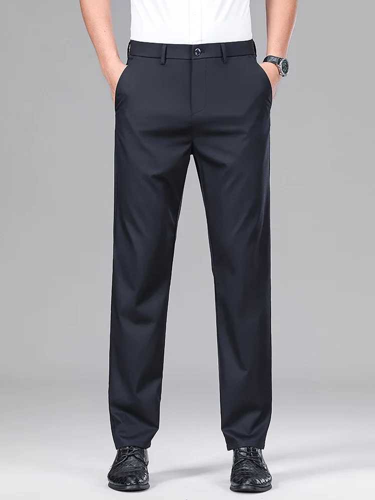 Classic Luxury Mens Mulberry Silk Suit Pants Thin Stretch Slim Fit Comfortable Male Brand Clothing Casual Trousers W250225