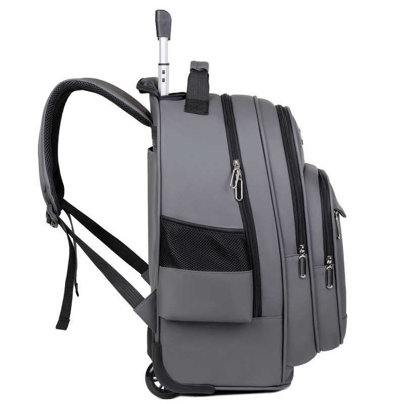 New Backpack Casual Sports and Fitness Bag Pu Pull Rod Wheel Bag Gift Backpack Carried on Both Shoulders and Dragged Day Backpack Travel Bag 241225
