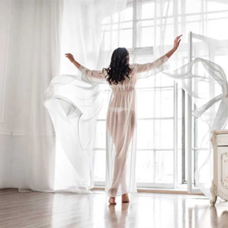 Slash Neck white chiffon maternity photography jumpsuit full sleeve lace chiffon maternity photography jumpsuit X250224