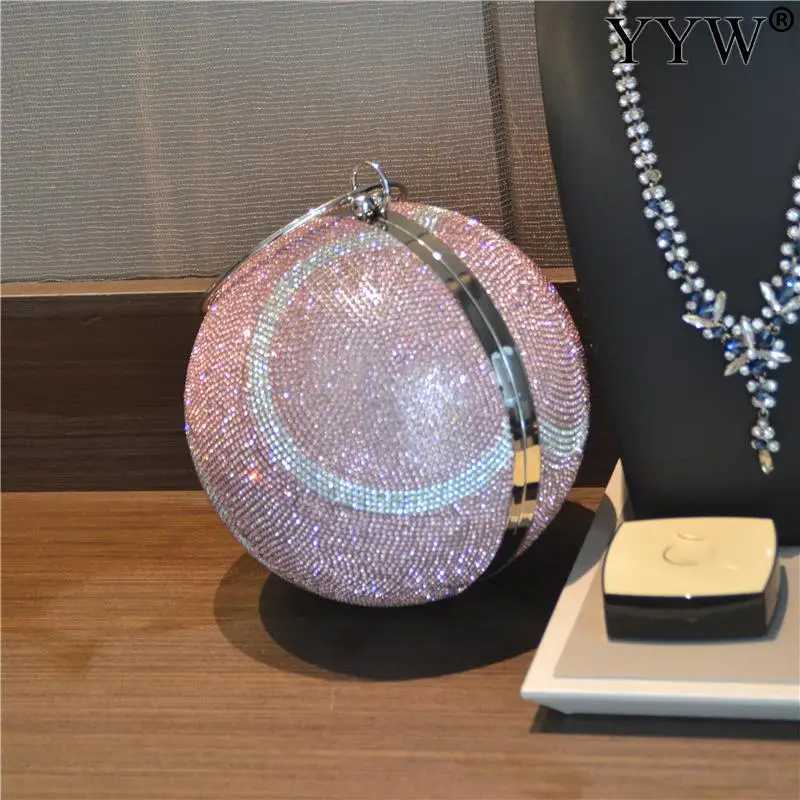 Fashion Womens Clutch Bag Round Ball Bag Water Diamond Tennis Ball Design Womens Girls Party Mini Wallet Womens Clutch Bolsas Mujer Z250225