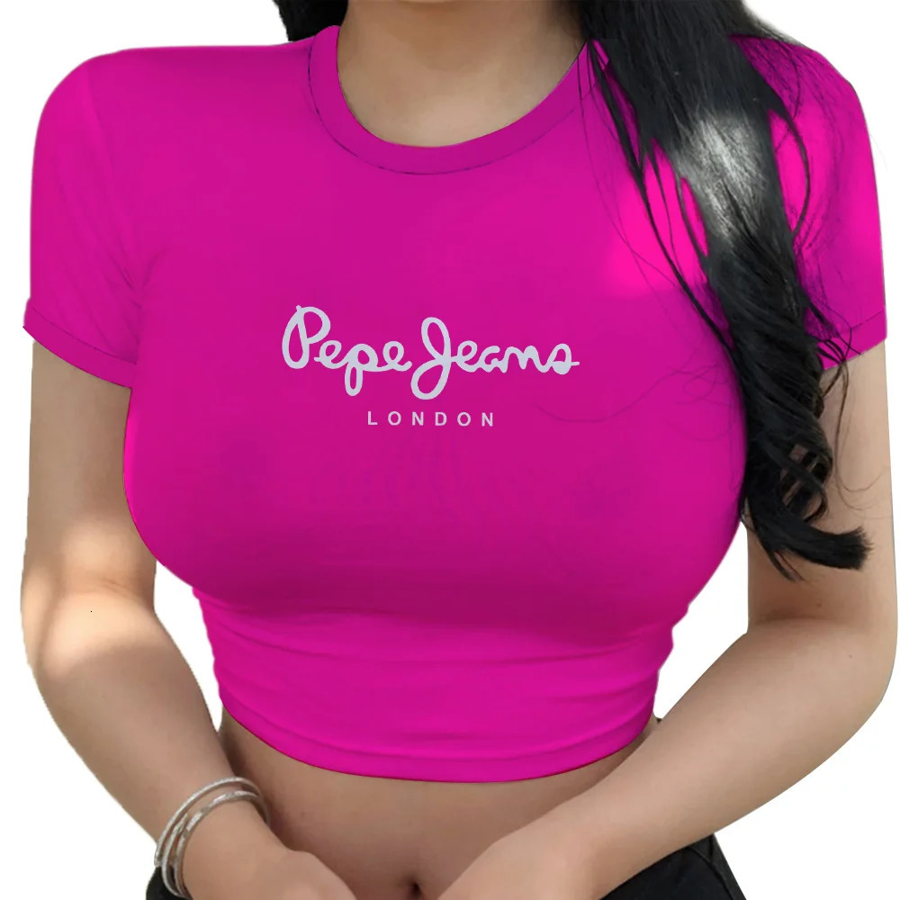 Fashion Streetwear Simple Versatile Womens Crop Top Summer Woman T shirts Casual Supershort Tshirt Daily Short Sleeve 250214