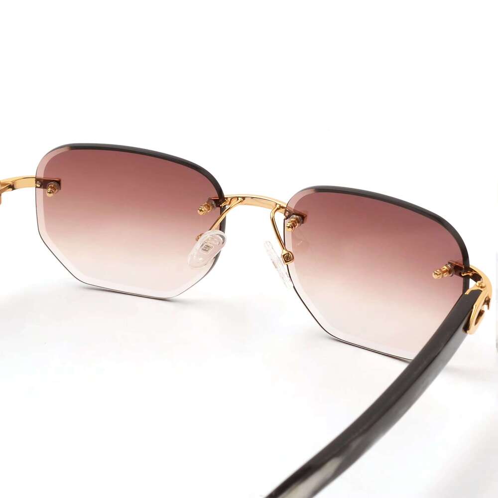 Sifier Mens Vintage Brand Name Buffalo Horn Rimless Sunglasses