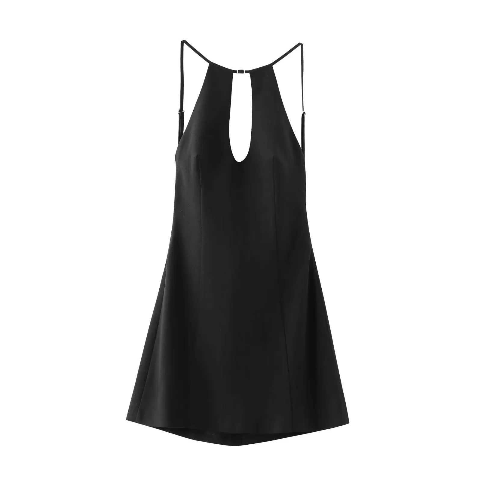 TR Halter Black Mini Dress Off Shoulder Cut Out Short Dresses Women Sveless Slip Summer Dress Backless Sexy Party DressesXJ250224