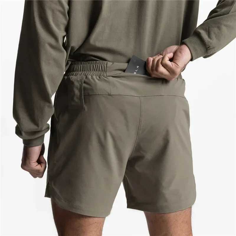 2023 Summer New Gym Jogging Exercise Shorts Mens Sports Fitness Quick-drying Multiple pockets Running Shorts Men Casual ShortsT250224