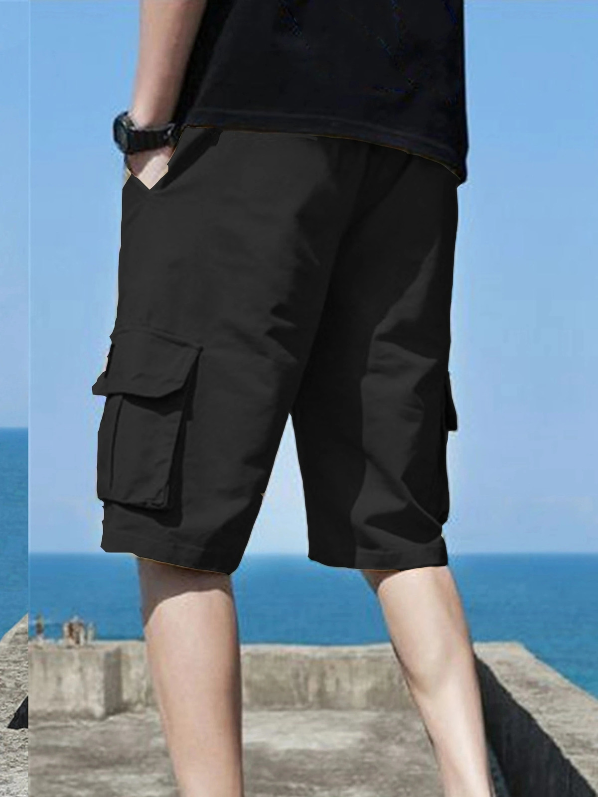 US Oversized 5XL Summer Solid Shorts Men Big Size Social Elastic Waist Men Shorts Outwear Black Beach Chubby Cargo Shorts 250224