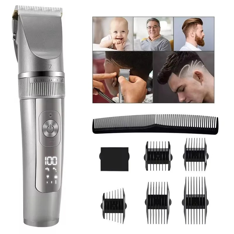 Full Body Washable Electric Hair Clipper Ceramic Professional Fine Adjustable Trimmer Low Noise Cutting Machine Razor 250217