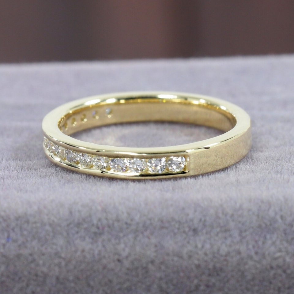 Half Eternity Matching Band Channel Set Lab Diamond Wedding Band 1.80MM Round Lab Grown Diamond Band Certified Jewelry Gift