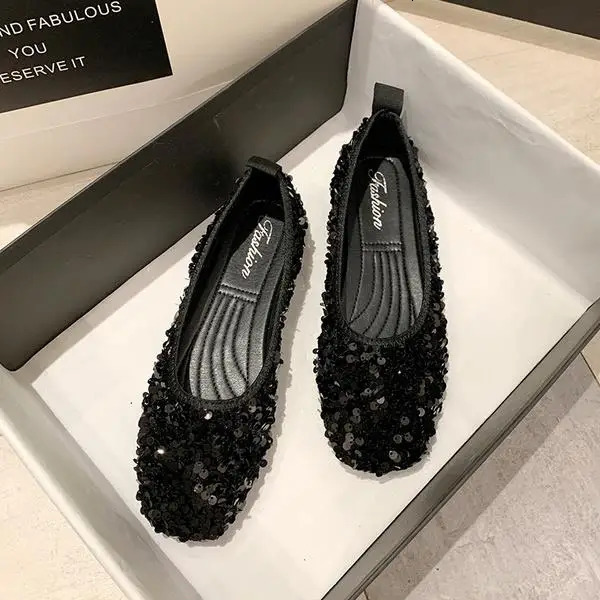 Elegant Womens Leather Shoes Comfort Autumn Casual Female Sneakers Square Toe Flats Comfortable Boat Moccasin Fall Glitter 250224