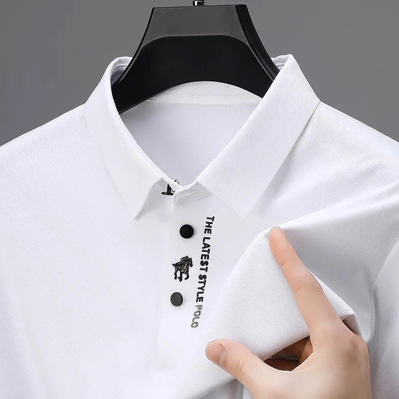 High end fashion printed short sleeve POLO shirt mens summer trend ice silk casual T-shirt comfortable cool top 250222