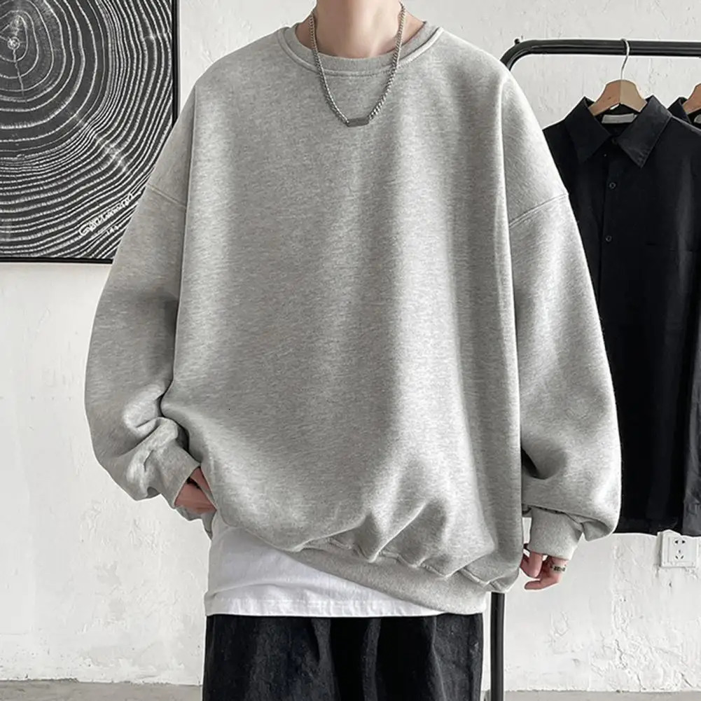 Men Fall Sweatshirt Pullover Cozy Unisex Thick Warm Stylish Mens Fallwinter Top for Couples Loose 250224