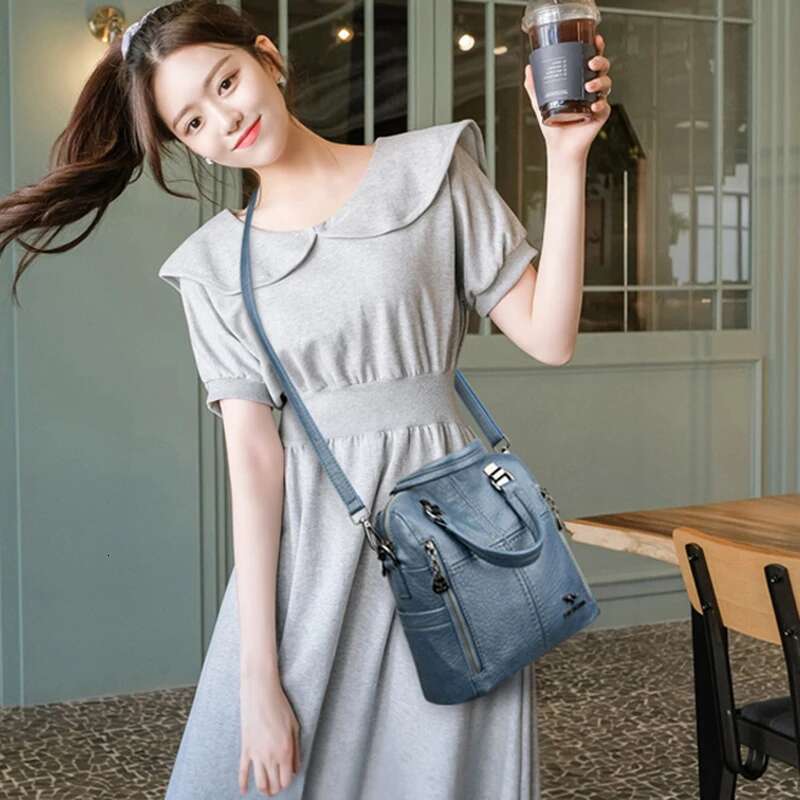 New Style4 New High Quality Leather Backpack Women Shoulder Bag Multifunction Travel Bagpack School Bags For Teenagers Girls Mochila