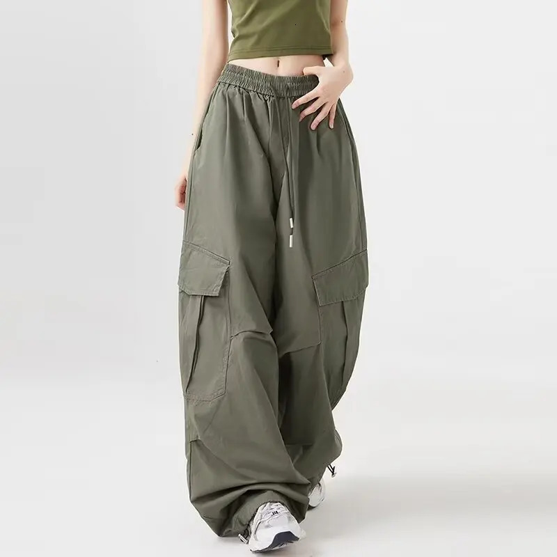 American Vintage Fashion Cargo Pants Women Hip-hop Street Personality Womens Cargo High Waist Summer Trousers Woman 250222