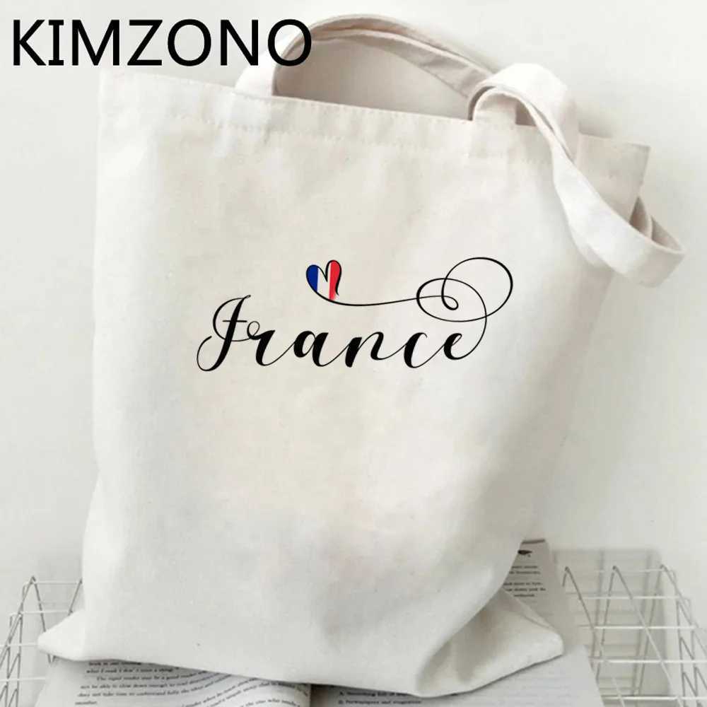 France shopping bag tote cotton shopping jute bag message bag as jute string grab Z250224