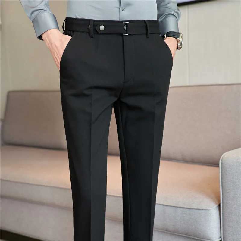 Formal Pants Business Mens British Style Solid Slim Casual Suit Pants Mens High Quality Office Social Ankle Trousers Streetwear W250225