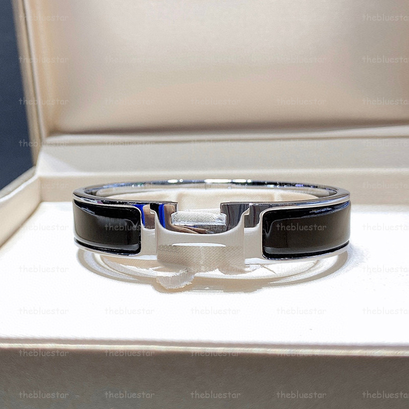 Classic Metal Bracelets For Men Women Couple Bracelet Designer Enamel Bracelet Mens Black Bangle Frosted Buckle 21cm Bangles 12MM Wide Jewlelry CYD2501111F8