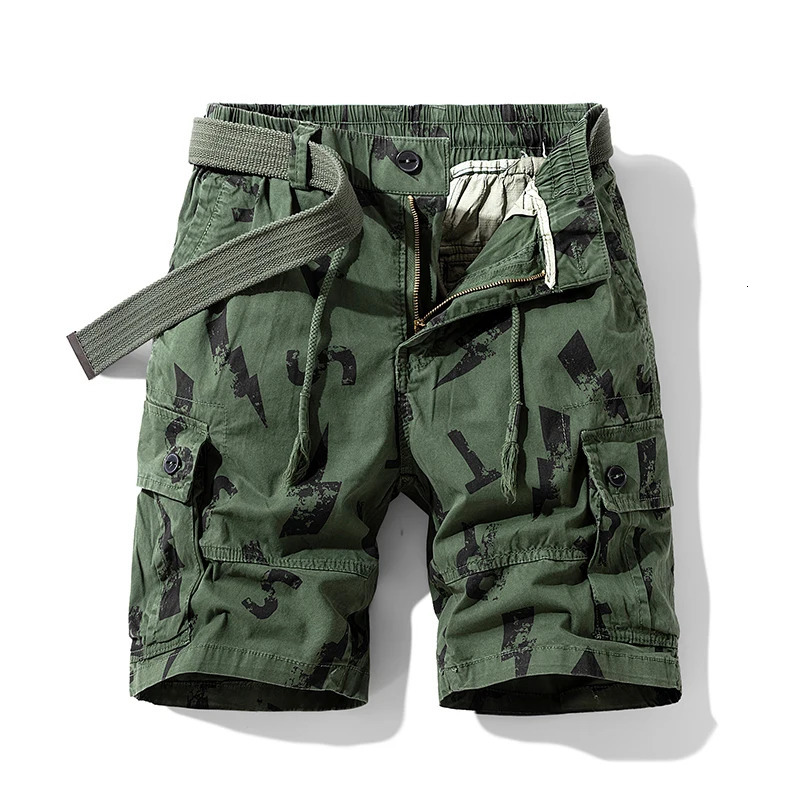Fashionable Printed Multi-Color Workwear Shorts Mens Summer 2024 Multi-Pocket Pants Loose Straight Casual Shorts 250224