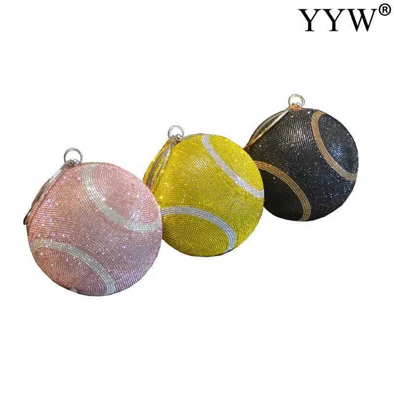 Fashion Womens Clutch Bag Round Ball Bag Water Diamond Tennis Ball Design Womens Girls Party Mini Wallet Womens Clutch Bolsas Mujer Z250225