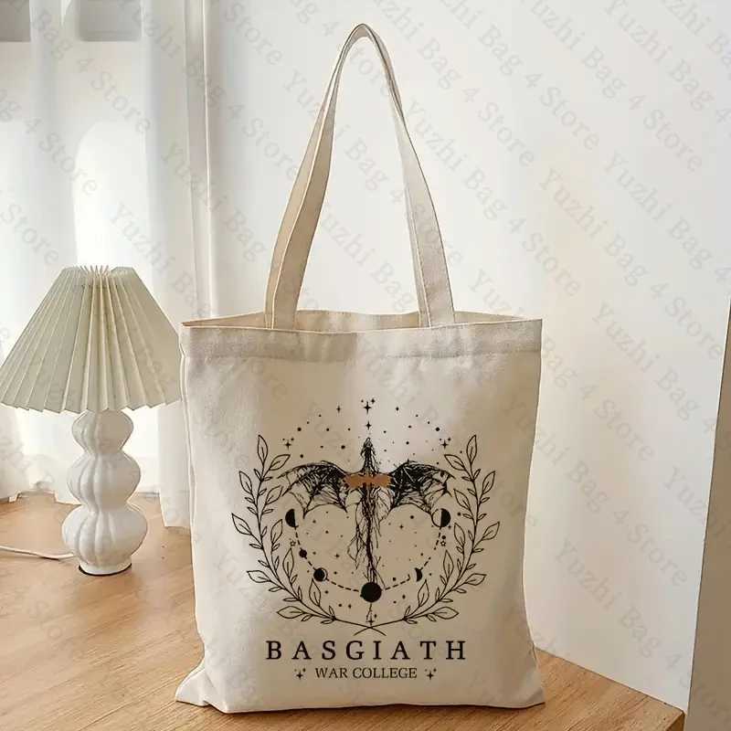 Basgiath War College Pattern Canvas Tote Bags Best Gift for Bookish Women Shopping Bag for Novel Lover Fourth Wing Shoulder Bag Z250224
