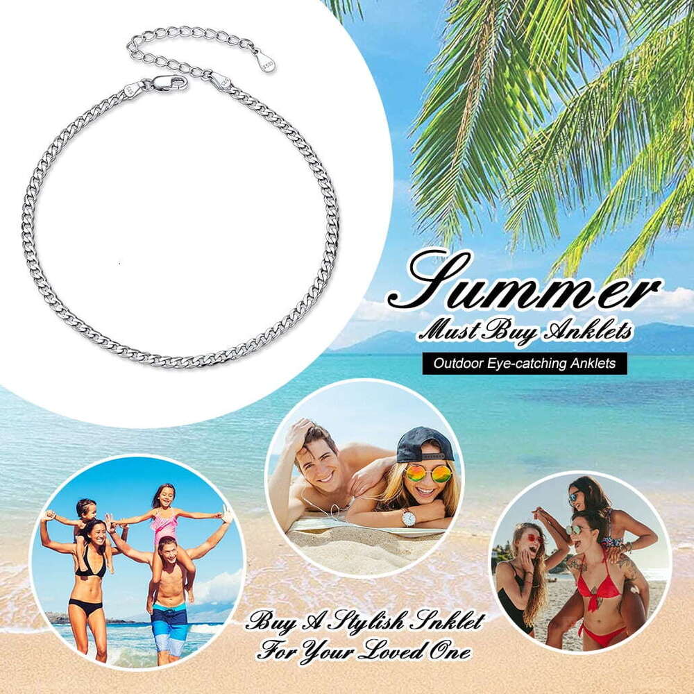 g Sier Cuban k Chain Anklet Bracelet Women Minimalist Foot Jewelry for Summer Beach Party