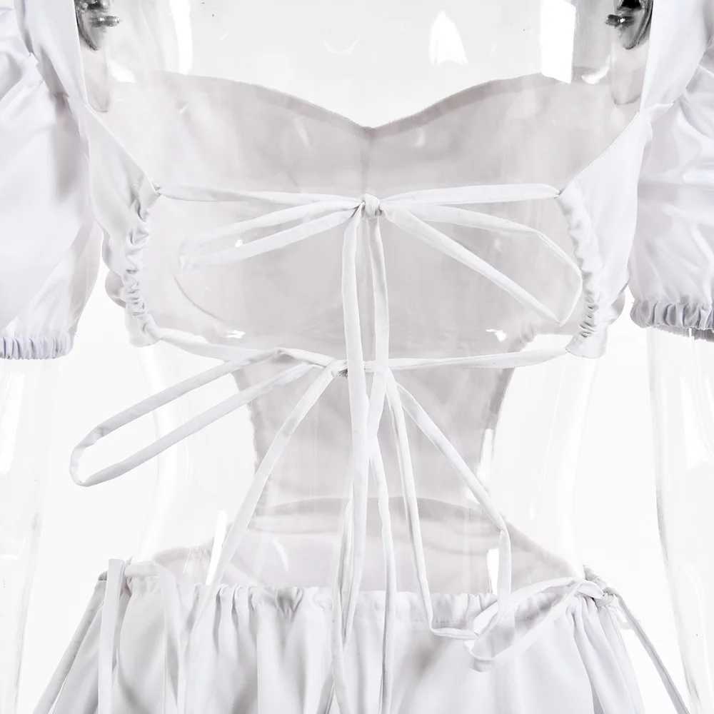 Y2k Europe and America new summer top womens tr sexy stitch hollow tube top lace bubble sve sling dress spice girl laceXJ250224