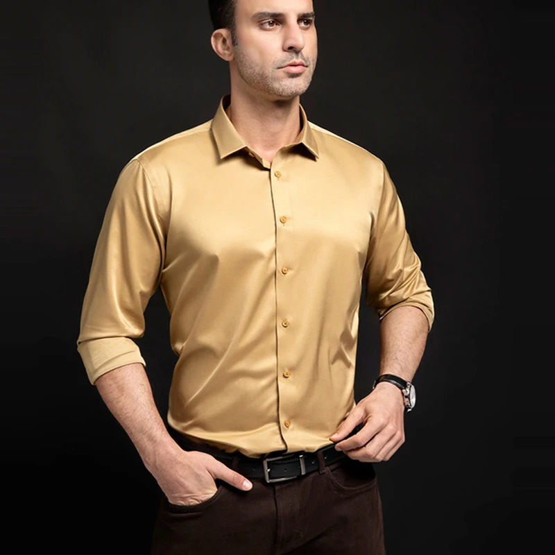 Mens Shirt Long Sleeve Non iron Wrinkle Resistant Business Dress High end Professional Suit Social White Formal Clothing 250222