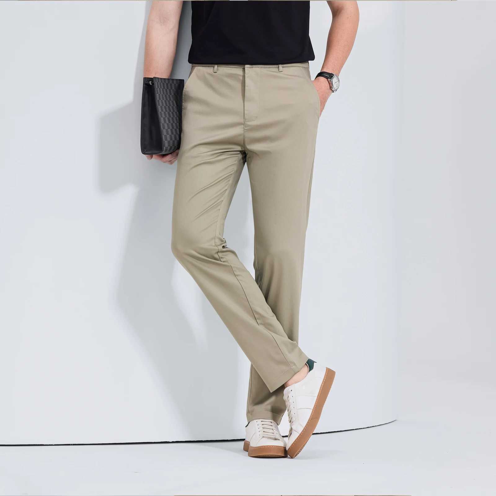 HIQOR Mens Straight Pants Loose Fashion Business Pants Comfortable Casual Wide Pants Mens Jogger Mens Clothing W250225