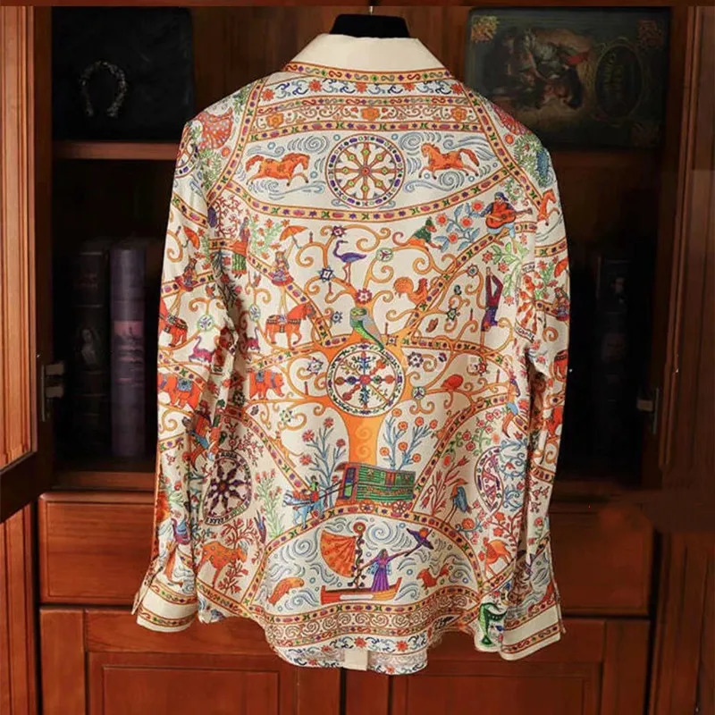 FANIECES S-3XL Vintage Women Shirt Autumn Long Sleeve Print Blouses Casual Tops Elegant Blusas Mujer camisa 250224