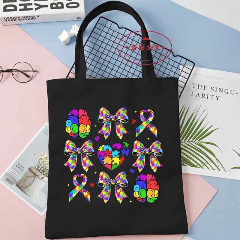 Accept Love Understand Graphics Women Handbags Harajuku Autism Shoulder Bag Fashion Autism Tote Shopping Bag Side Bag Ladies Z250224