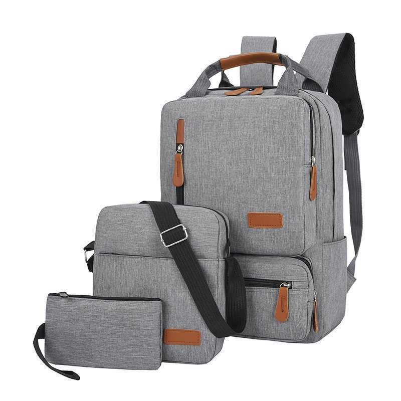 New Mens Backpack Large Capacity Business Computer Backpack Three Piece Set Multifunctional Junior High School Student Backpack Day Backpack Travel Ba