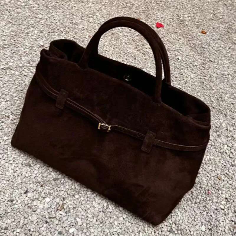 Retro Handbag Autumn/Winter Frosted Suede Belt Buckle Women Shoulder Tote Bag