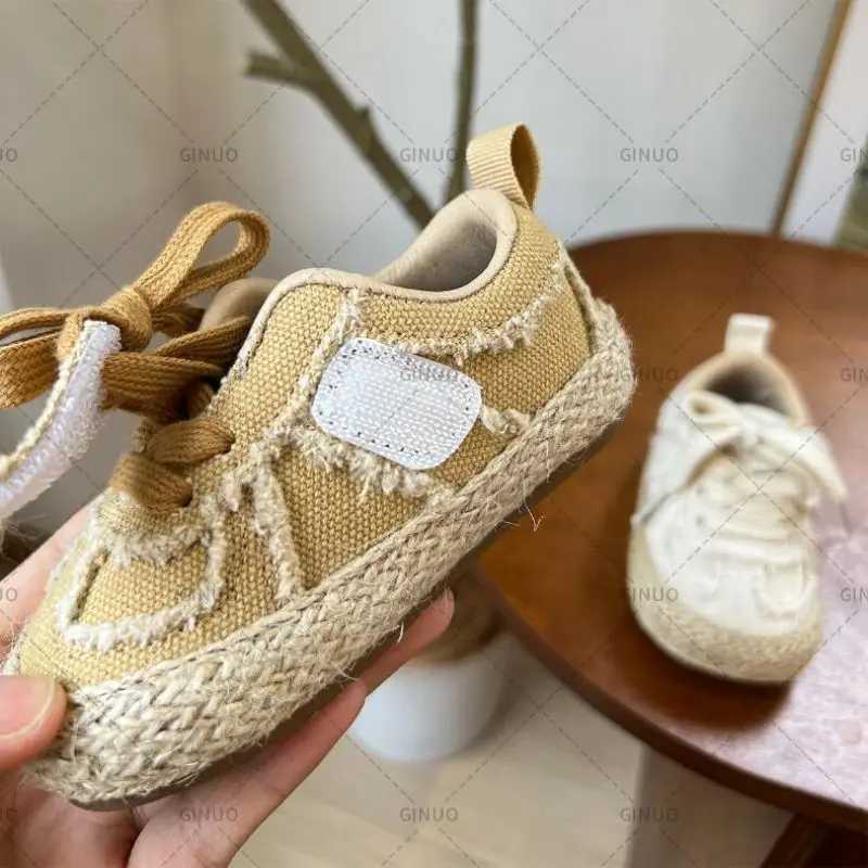 2024 Boys and Girls Canvas Shoes Childrens School Performance Shoes Baby Childrens Biscuits Bottom Breathable Childrens Shoes 18-30 X250224