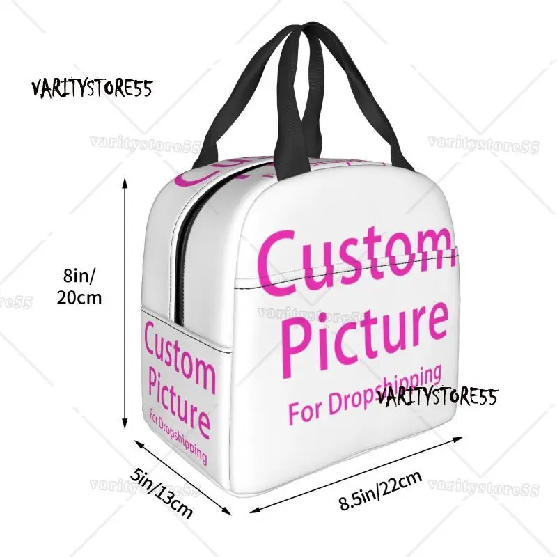 Custom Po Lunch Box Waterproof Customized DIY Print Cooler Thermal Food Insulated Lunch Bag Portable Picnic Tote Bags 250224