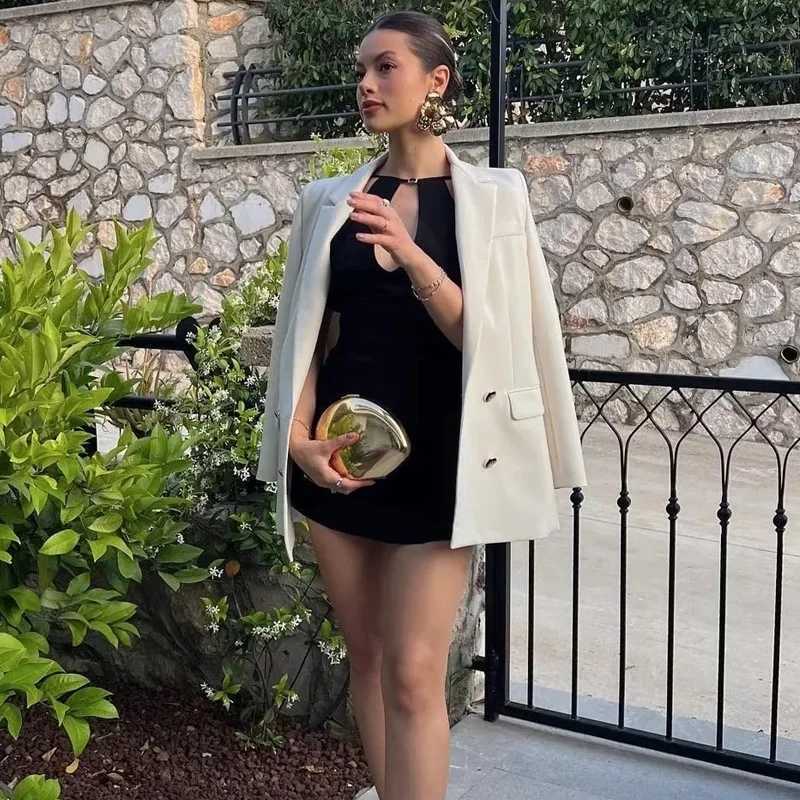 TR Halter Black Mini Dress Off Shoulder Cut Out Short Dresses Women Sveless Slip Summer Dress Backless Sexy Party DressesXJ250224