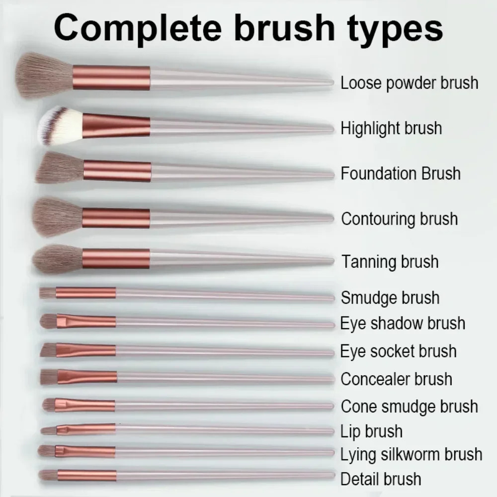 13 PCS Makeup Brushes Set Eye Shadow Foundation Women Cosmetic Brush Eyeshadow Blush Beauty Soft Make Up Tools Bag 250224