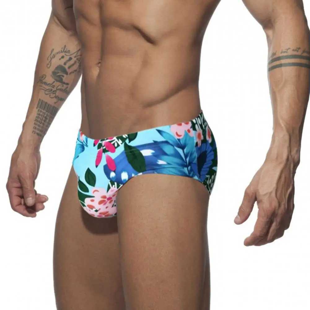 Men Swimming Trunks Slim Fit Colorful Floral Print Swimming Shorts Low Waist Summer Men Swimwear For SwimmingXJ250224
