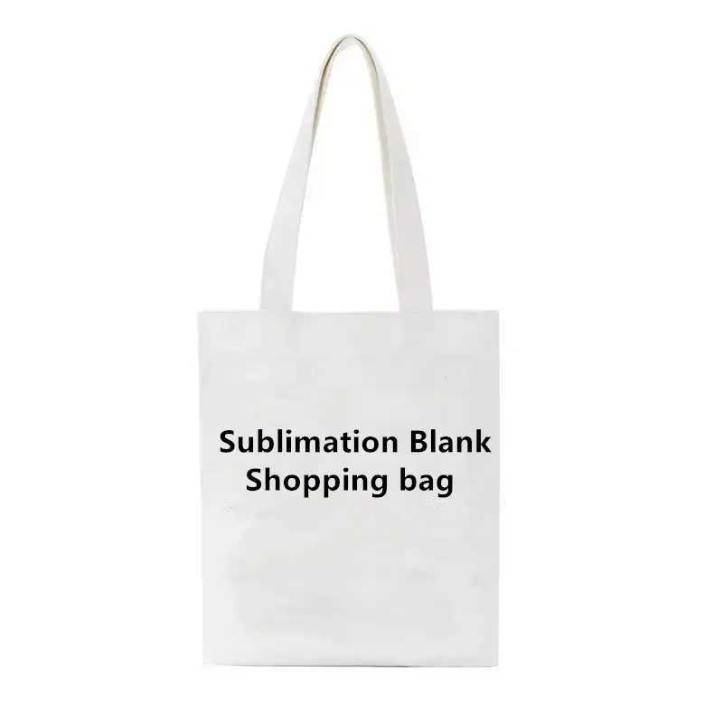 Hot Sublimation Blank Canvas Tote Shoulder Shopping Bag Women Ladies Handbag for Promotional Gift For Heat Transfer Print Z250224